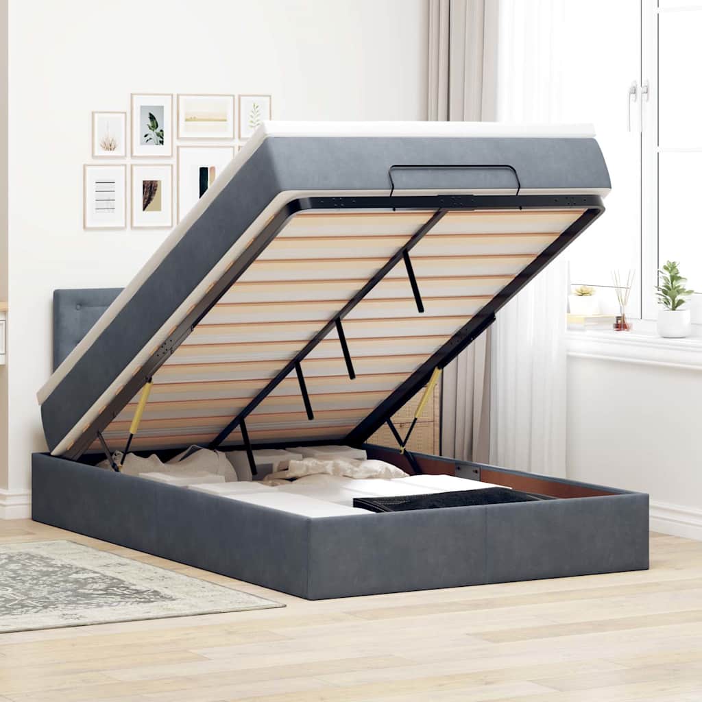 Bed poef met matras 120x190 cm fluweel donkergrijs is nu te koop bij PeponiXL, paradijselijk wonen!