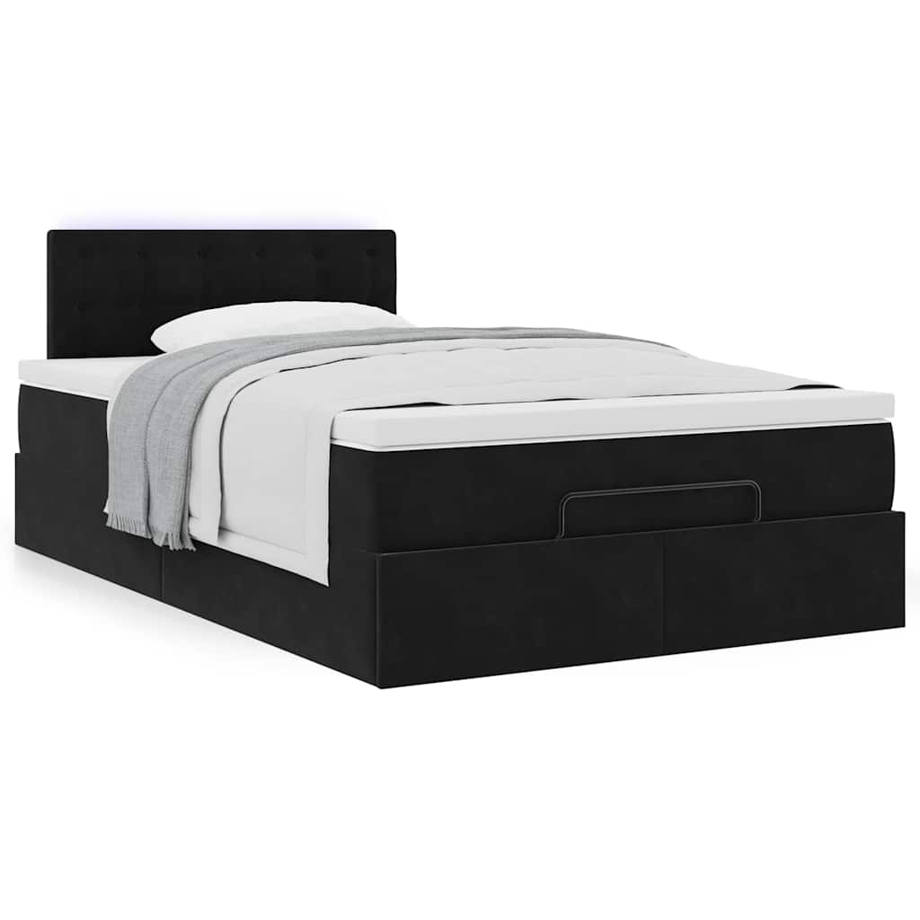 Bed poef met matras 120x190 cm fluweel zwart is nu te koop bij PeponiXL, paradijselijk wonen!