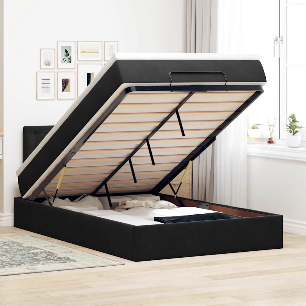 Bed poef met matras 120x190 cm fluweel zwart is nu te koop bij PeponiXL, paradijselijk wonen!