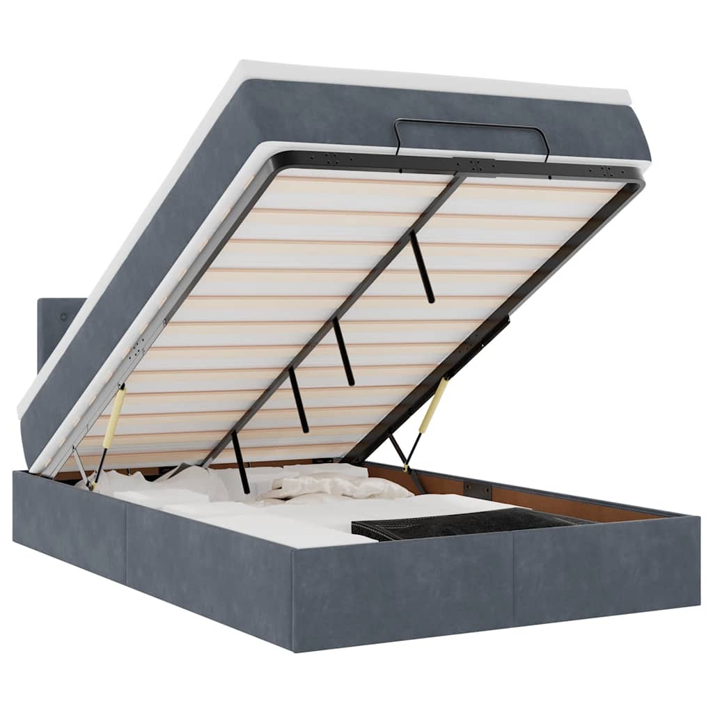 Ottoman bed met matras 120x200cm fluweel donkergrijs is nu te koop bij PeponiXL, paradijselijk wonen!