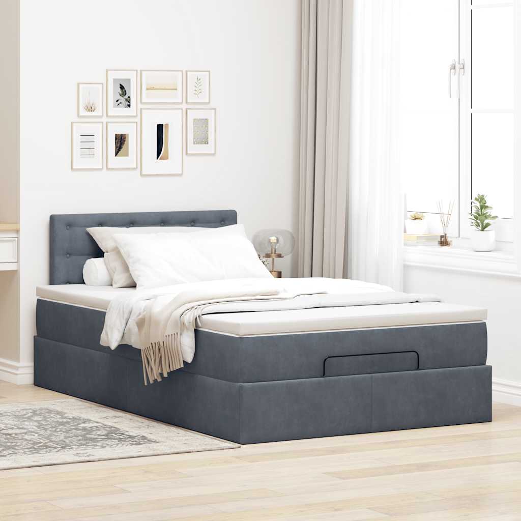 Ottoman bed met matras 120x200cm fluweel donkergrijs is nu te koop bij PeponiXL, paradijselijk wonen!