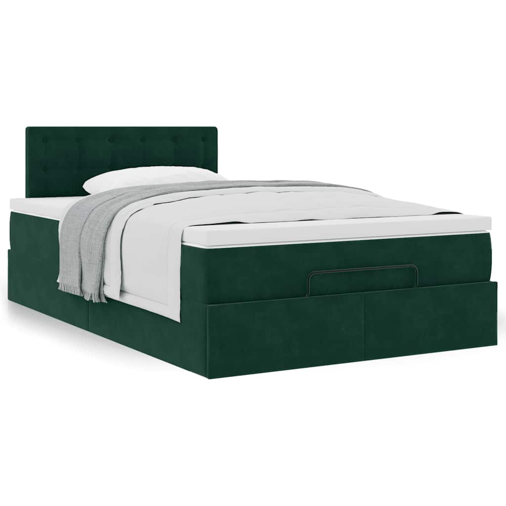 Ottoman bed met matras 120x200cm fluweel donkergroen is nu te koop bij PeponiXL, paradijselijk wonen!