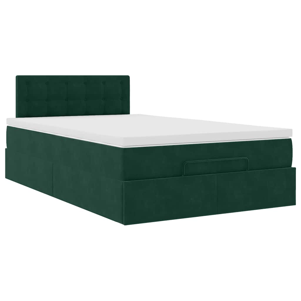 Ottoman bed met matras 120x200cm fluweel donkergroen is nu te koop bij PeponiXL, paradijselijk wonen!