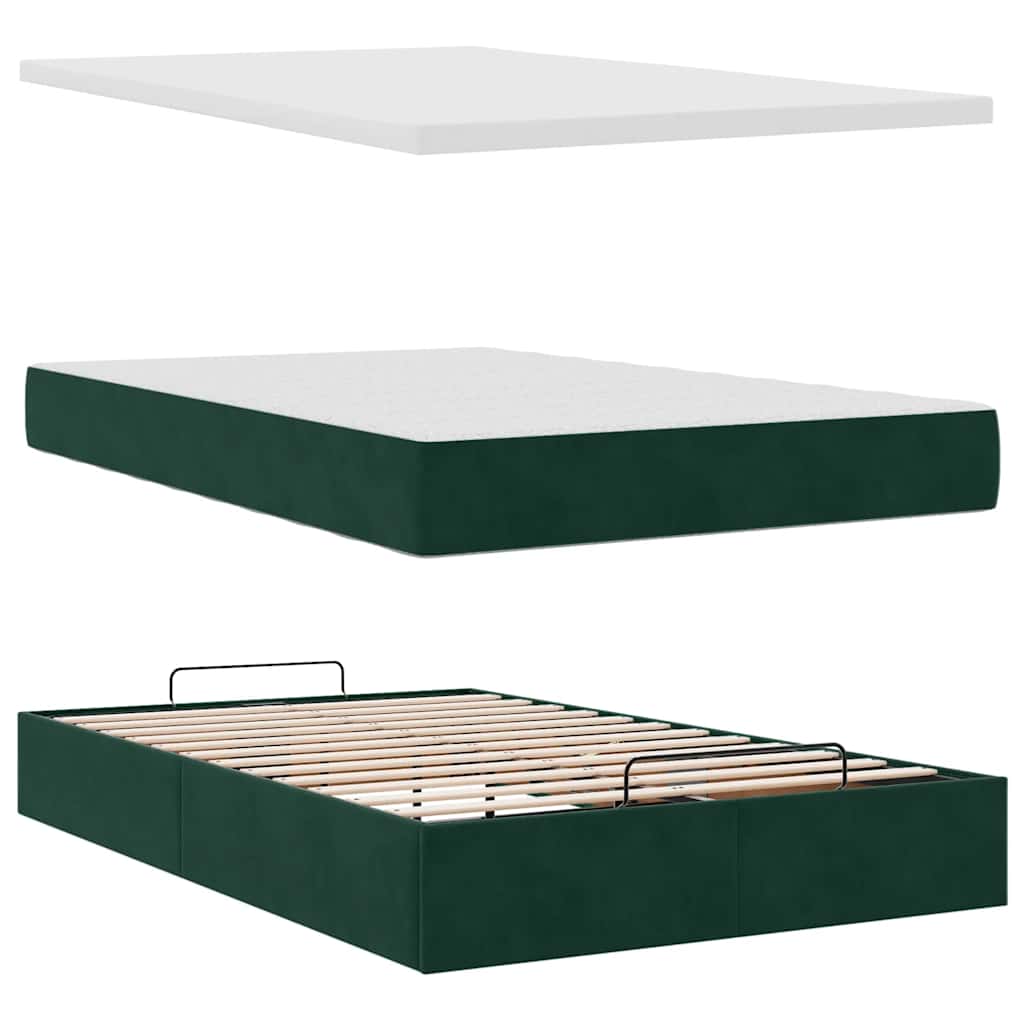 Ottoman bed met matras 120x200cm fluweel donkergroen is nu te koop bij PeponiXL, paradijselijk wonen!