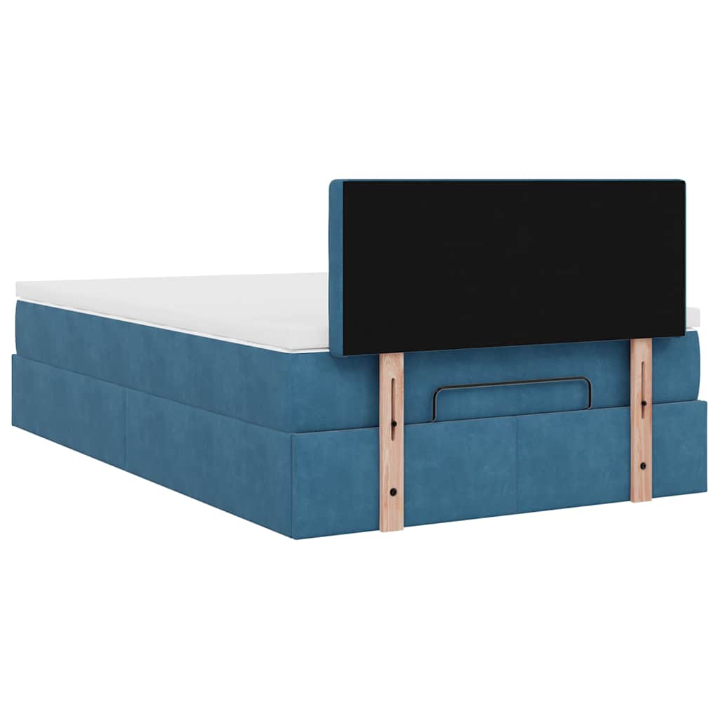 Ottoman bed met matras 120x200cm fluweel donkerblauw is nu te koop bij PeponiXL, paradijselijk wonen!