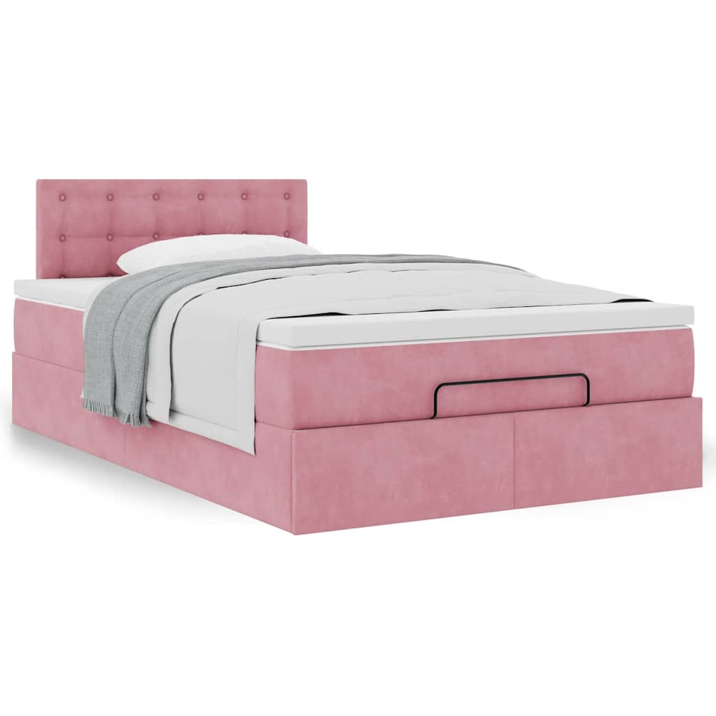 Ottoman bed met matras 120x200cm fluweel roze is nu te koop bij PeponiXL, paradijselijk wonen!