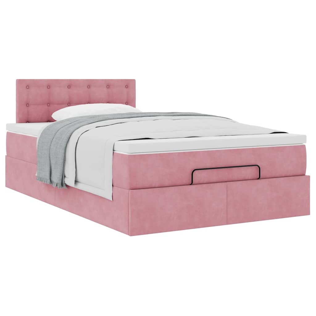 Ottoman bed met matras 120x200cm fluweel roze is nu te koop bij PeponiXL, paradijselijk wonen!