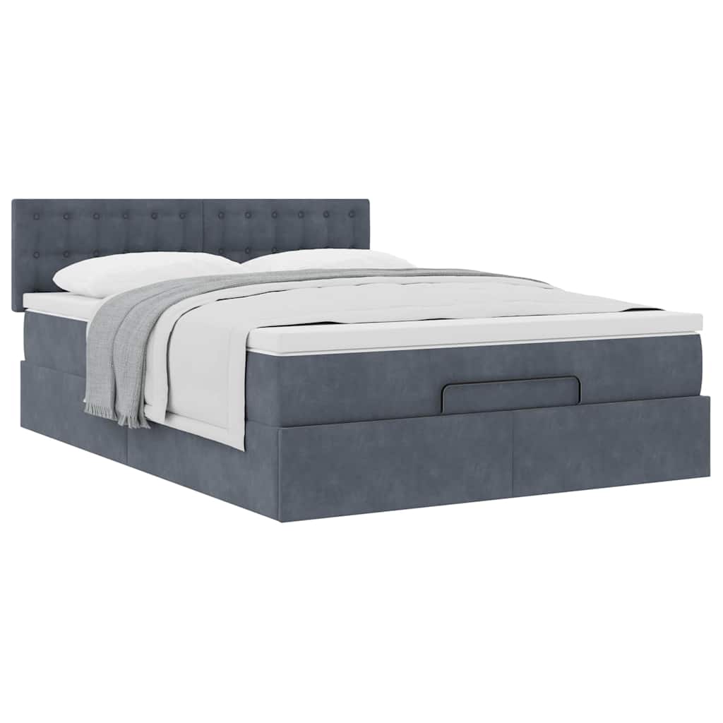 Ottoman bed met matras 140x190cm fluweel donkergrijs is nu te koop bij PeponiXL, paradijselijk wonen!