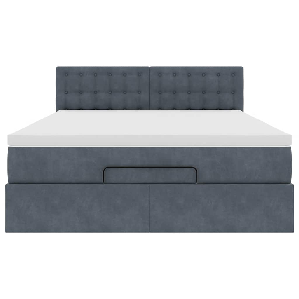 Ottoman bed met matras 140x190cm fluweel donkergrijs is nu te koop bij PeponiXL, paradijselijk wonen!