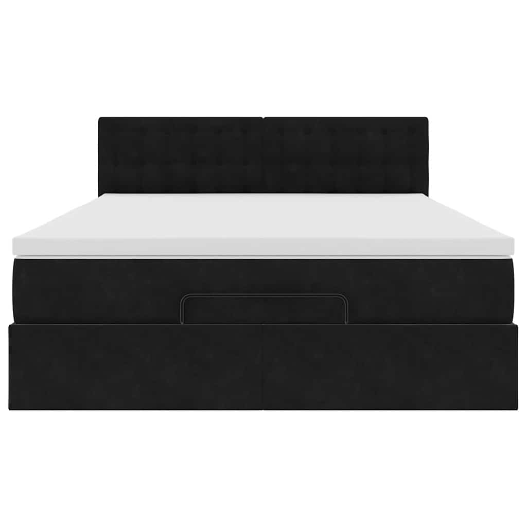 Ottoman bed met matras 140x190cm fluweel zwart is nu te koop bij PeponiXL, paradijselijk wonen!