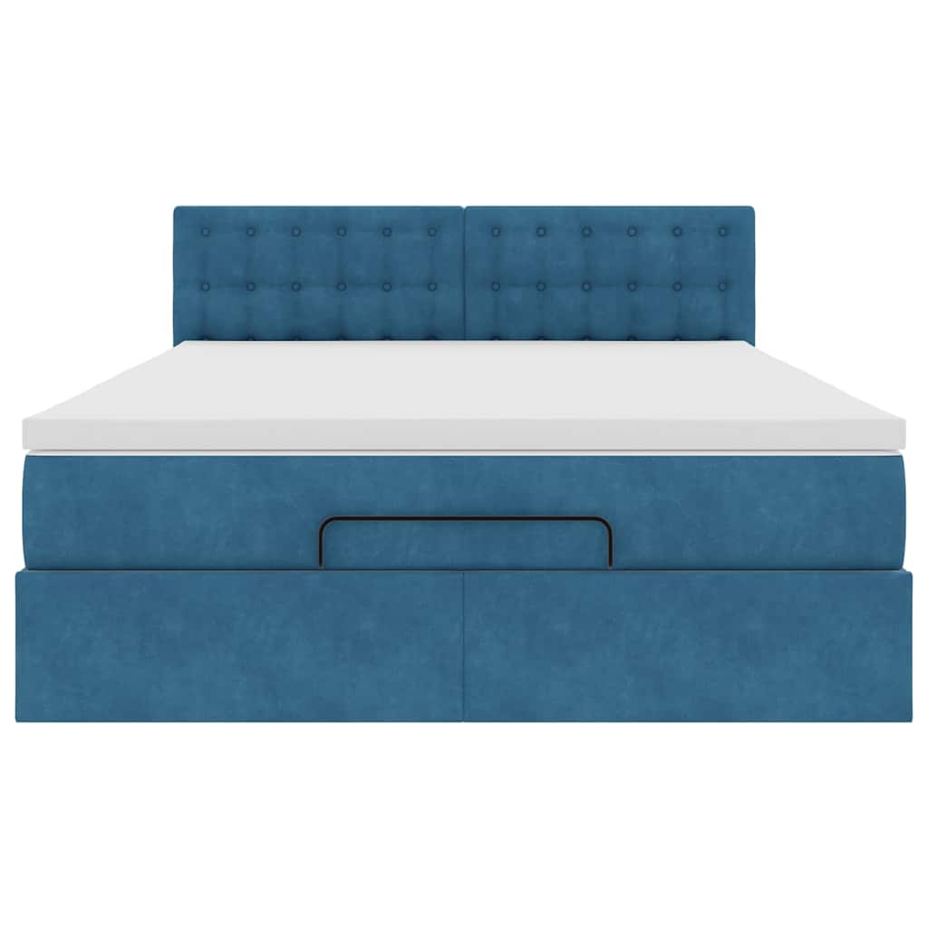 Ottoman bed met matras 140x190cm fluweel donkerblauw is nu te koop bij PeponiXL, paradijselijk wonen!