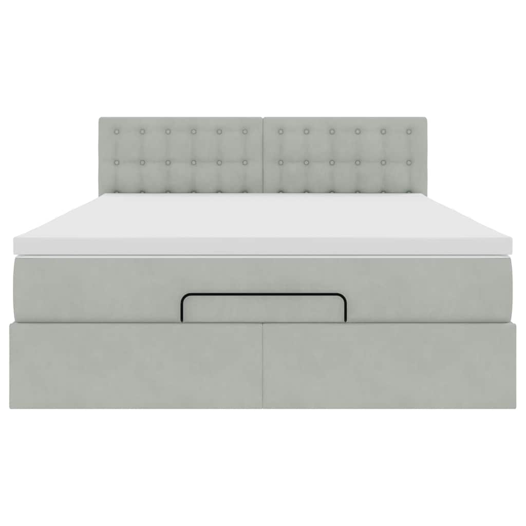 Ottoman bed met matras 140x200cm fluweel lichtgrijs is nu te koop bij PeponiXL, paradijselijk wonen!