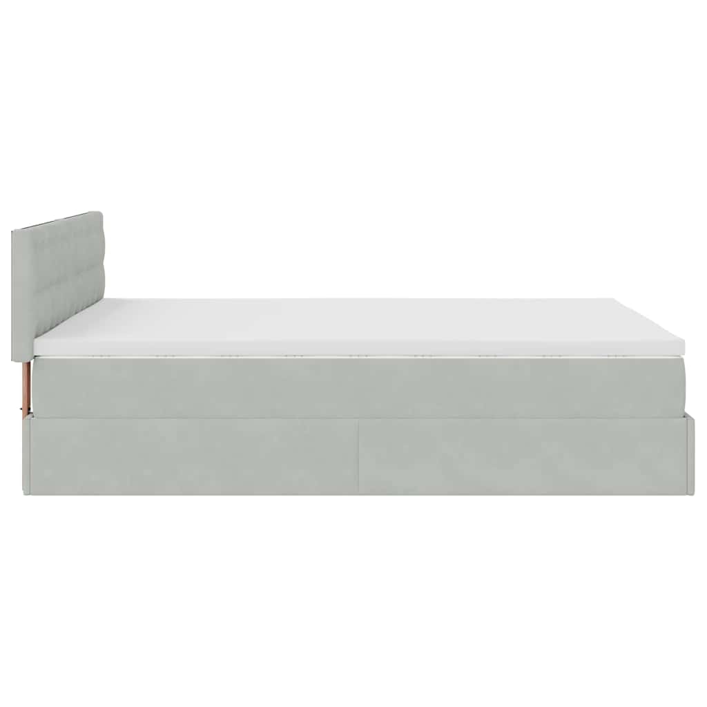 Ottoman bed met matras 140x200cm fluweel lichtgrijs is nu te koop bij PeponiXL, paradijselijk wonen!
