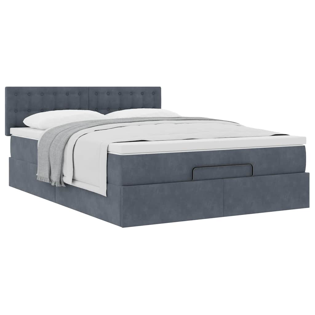 Ottoman bed met matras 140x200cm fluweel donkergrijs is nu te koop bij PeponiXL, paradijselijk wonen!