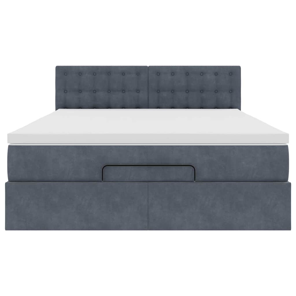 Ottoman bed met matras 140x200cm fluweel donkergrijs is nu te koop bij PeponiXL, paradijselijk wonen!