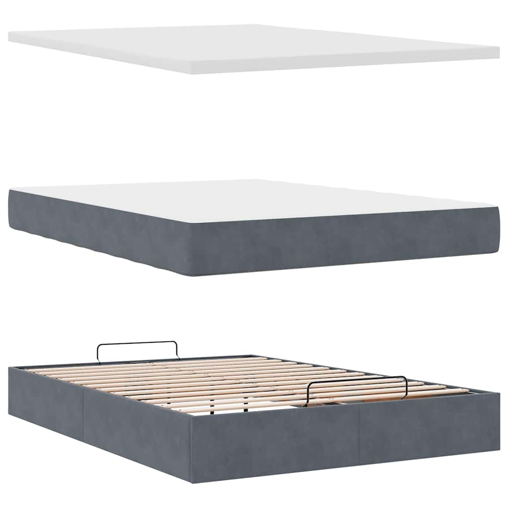 Ottoman bed met matras 140x200cm fluweel donkergrijs is nu te koop bij PeponiXL, paradijselijk wonen!