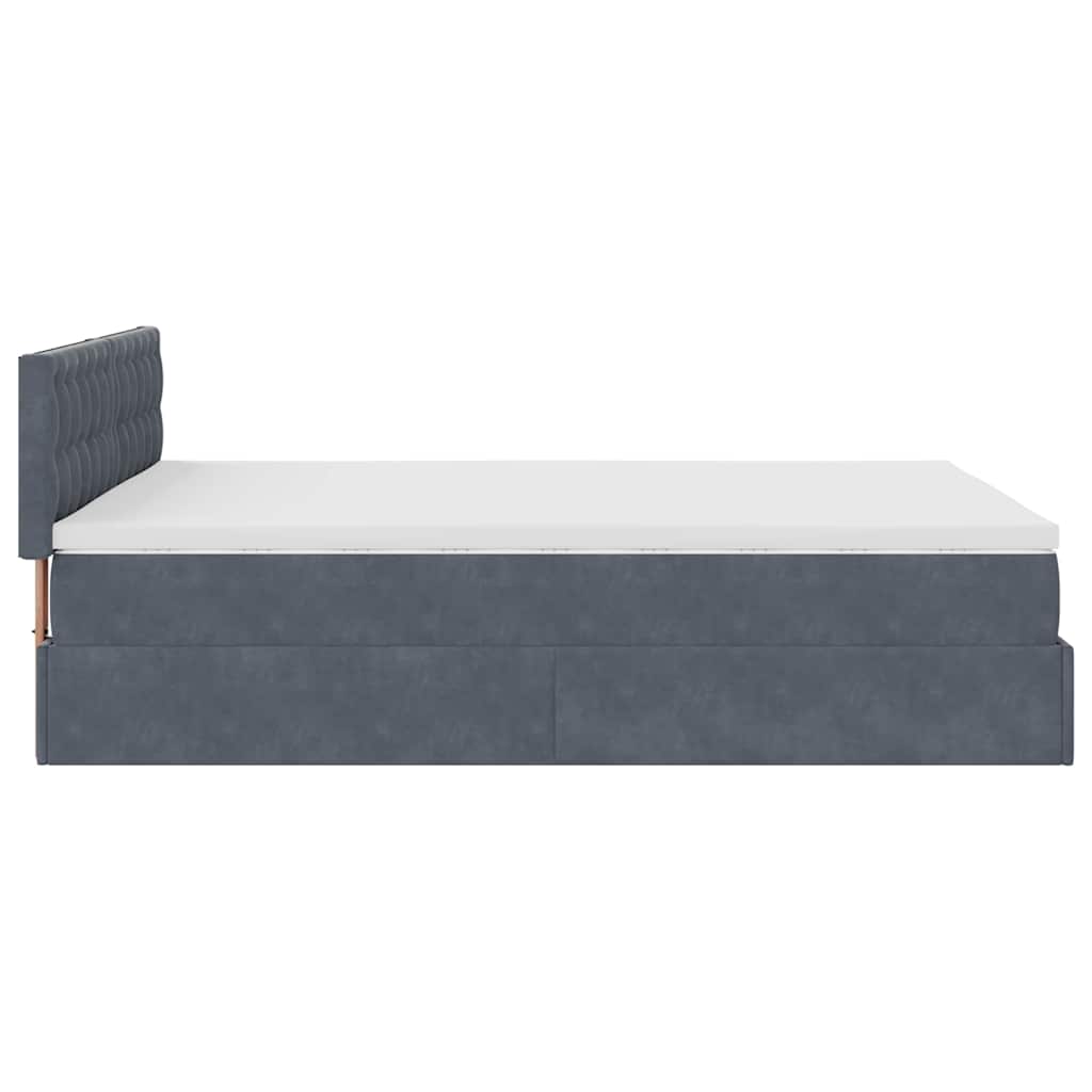 Ottoman bed met matras 140x200cm fluweel donkergrijs is nu te koop bij PeponiXL, paradijselijk wonen!