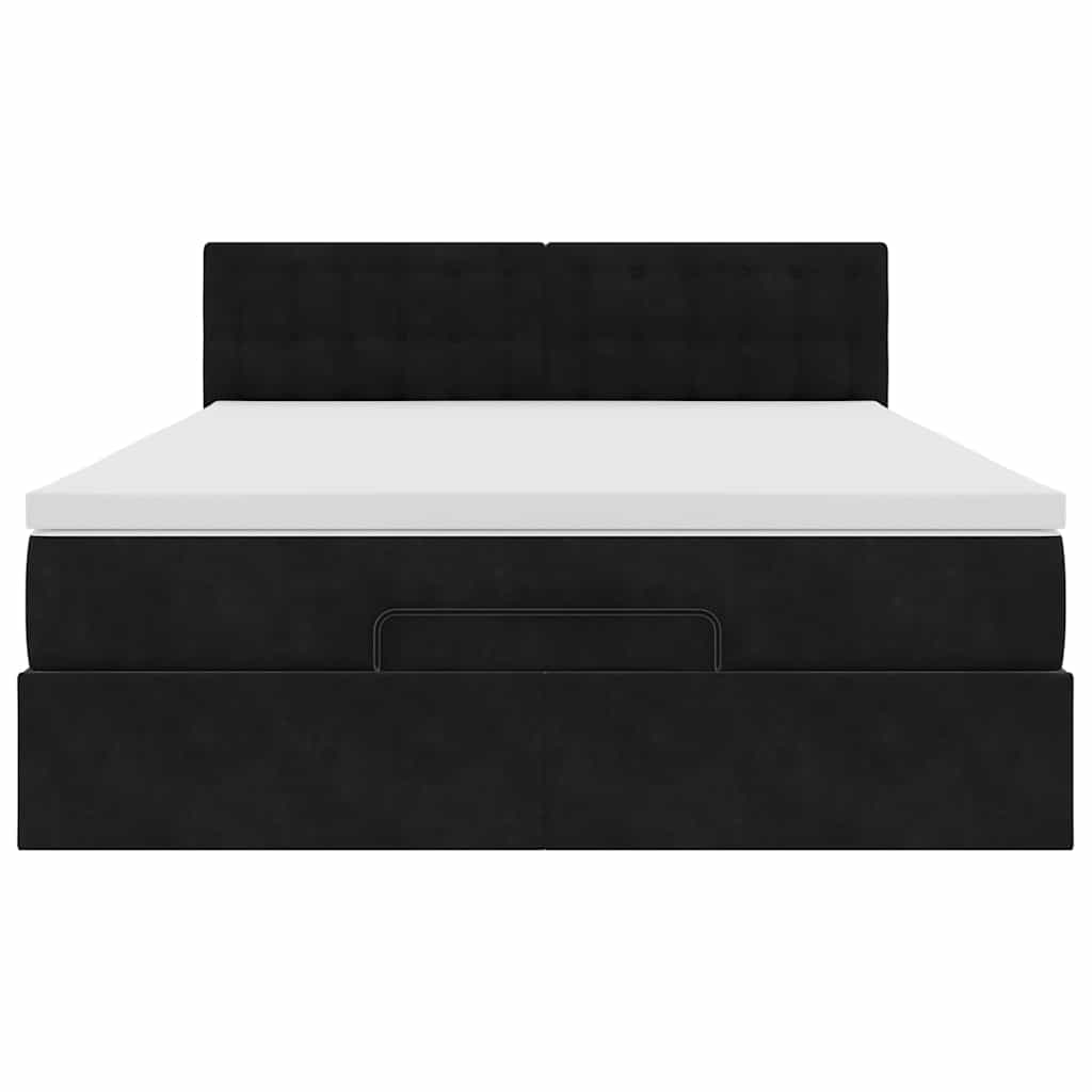 Ottoman bed met matras 140x200cm fluweel zwart is nu te koop bij PeponiXL, paradijselijk wonen!