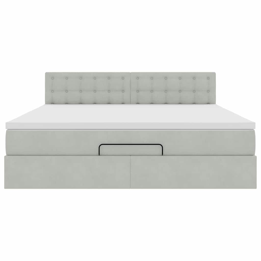 Ottoman bed met matras 160x200cm fluweel lichtgrijs is nu te koop bij PeponiXL, paradijselijk wonen!