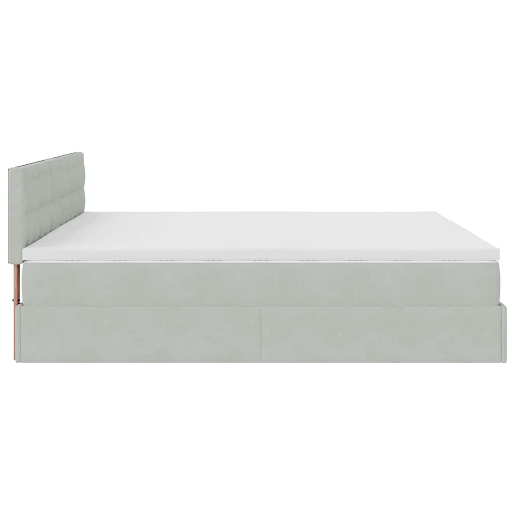Ottoman bed met matras 160x200cm fluweel lichtgrijs is nu te koop bij PeponiXL, paradijselijk wonen!