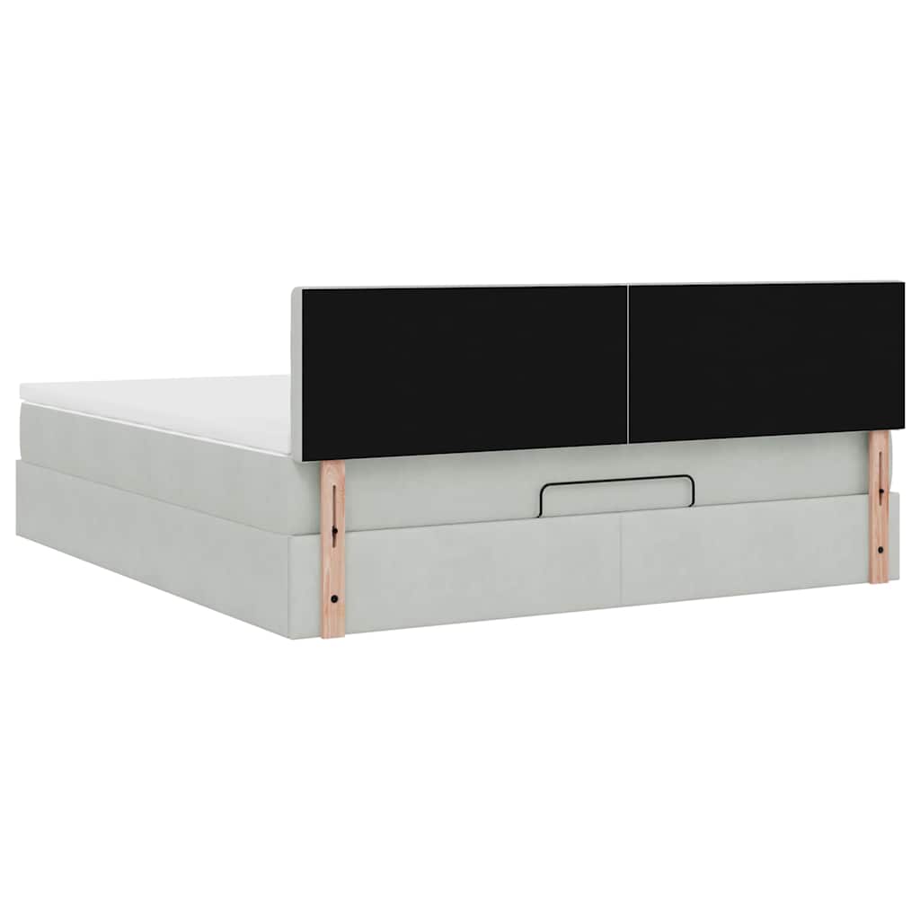 Ottoman bed met matras 160x200cm fluweel lichtgrijs is nu te koop bij PeponiXL, paradijselijk wonen!