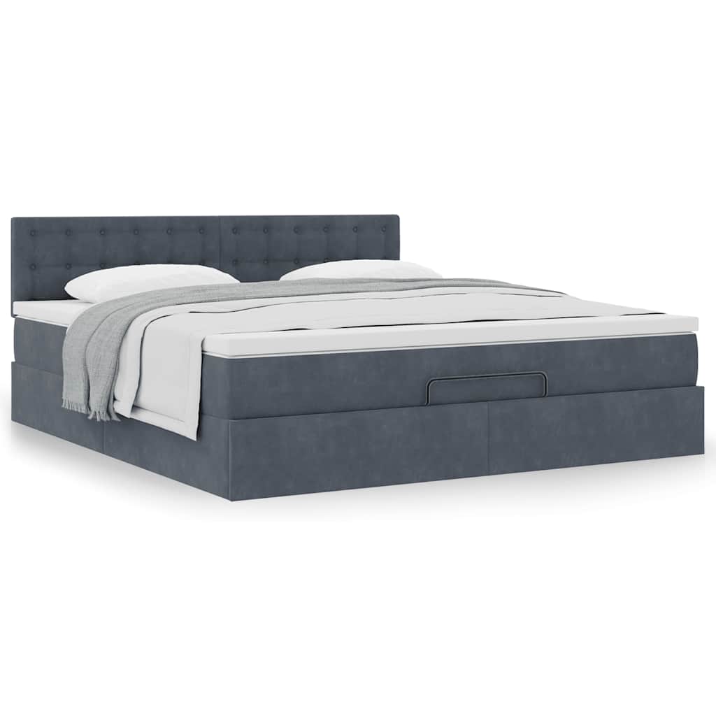 Ottoman bed met matras 160x200cm fluweel donkergrijs is nu te koop bij PeponiXL, paradijselijk wonen!