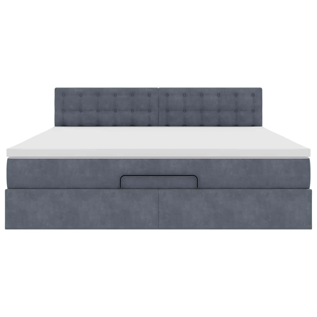 Ottoman bed met matras 160x200cm fluweel donkergrijs is nu te koop bij PeponiXL, paradijselijk wonen!