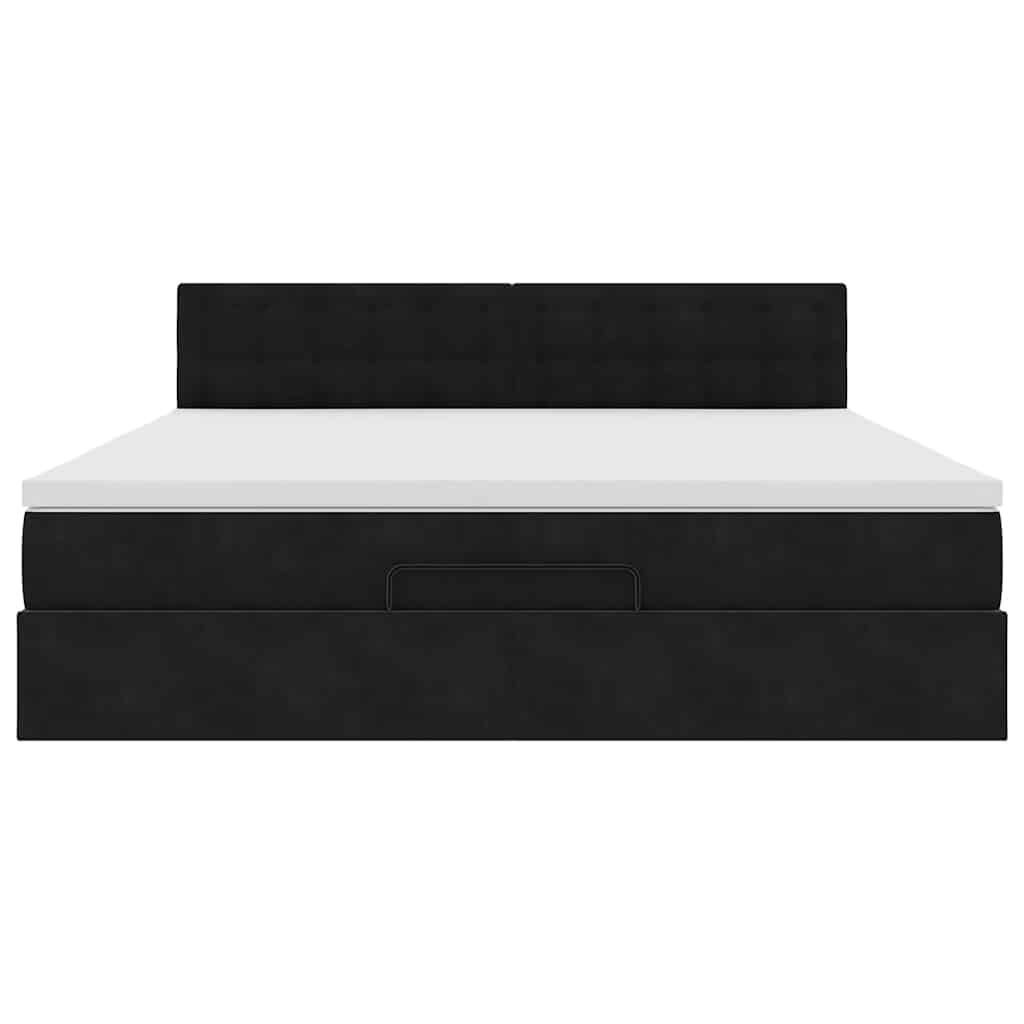 Ottoman bed met matras 160x200cm fluweel zwart is nu te koop bij PeponiXL, paradijselijk wonen!