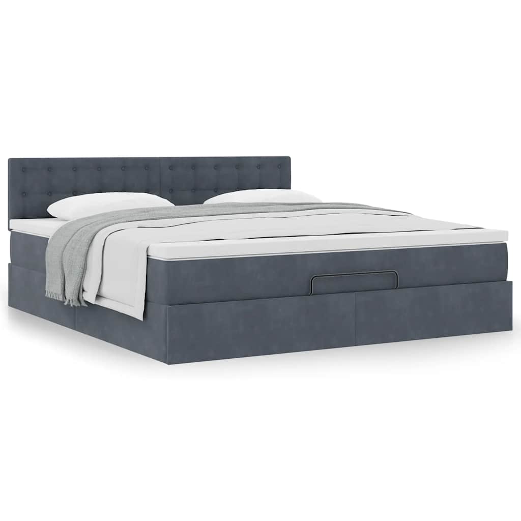 Ottoman bed met matras 180x200cm fluweel donkergrijs is nu te koop bij PeponiXL, paradijselijk wonen!