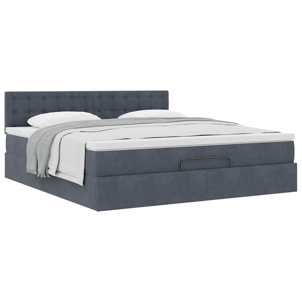 Ottoman bed met matras 180x200cm fluweel donkergrijs is nu te koop bij PeponiXL, paradijselijk wonen!