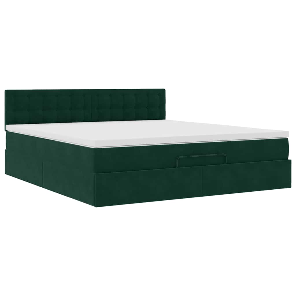 Ottoman bed met matras 180x200 cm fluweel donkergroen is nu te koop bij PeponiXL, paradijselijk wonen!