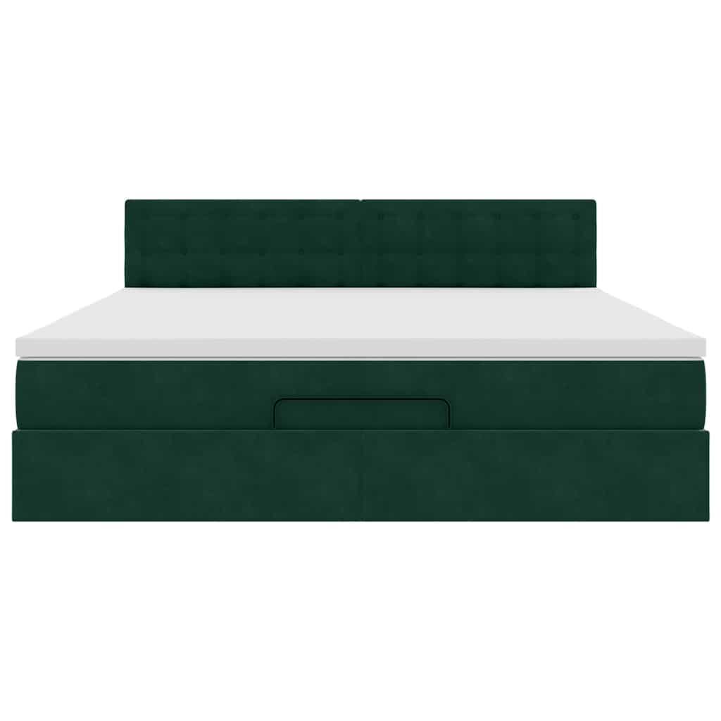 Ottoman bed met matras 180x200 cm fluweel donkergroen is nu te koop bij PeponiXL, paradijselijk wonen!