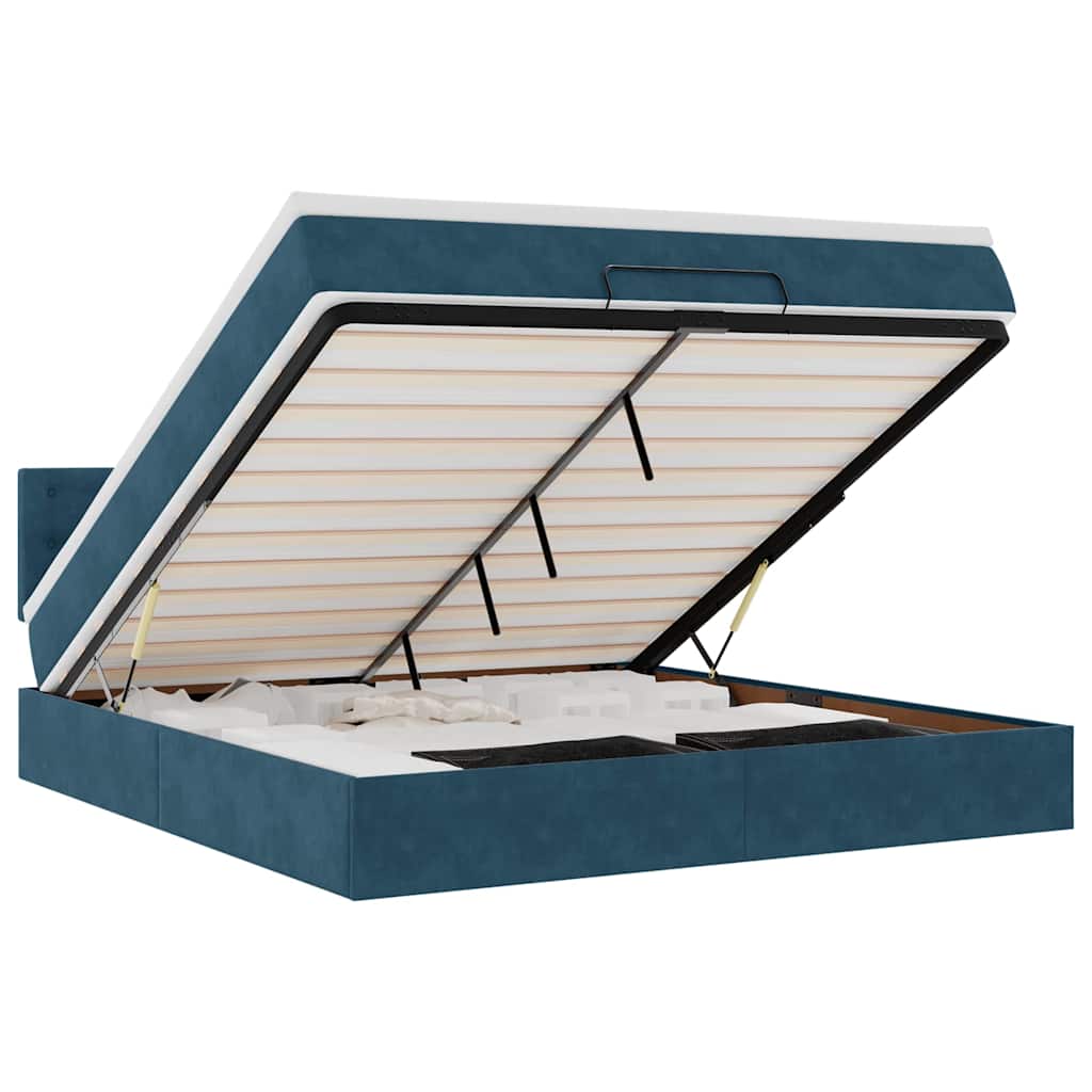 Ottoman bed met matras 180x200 cm fluweel donkerblauw is nu te koop bij PeponiXL, paradijselijk wonen!