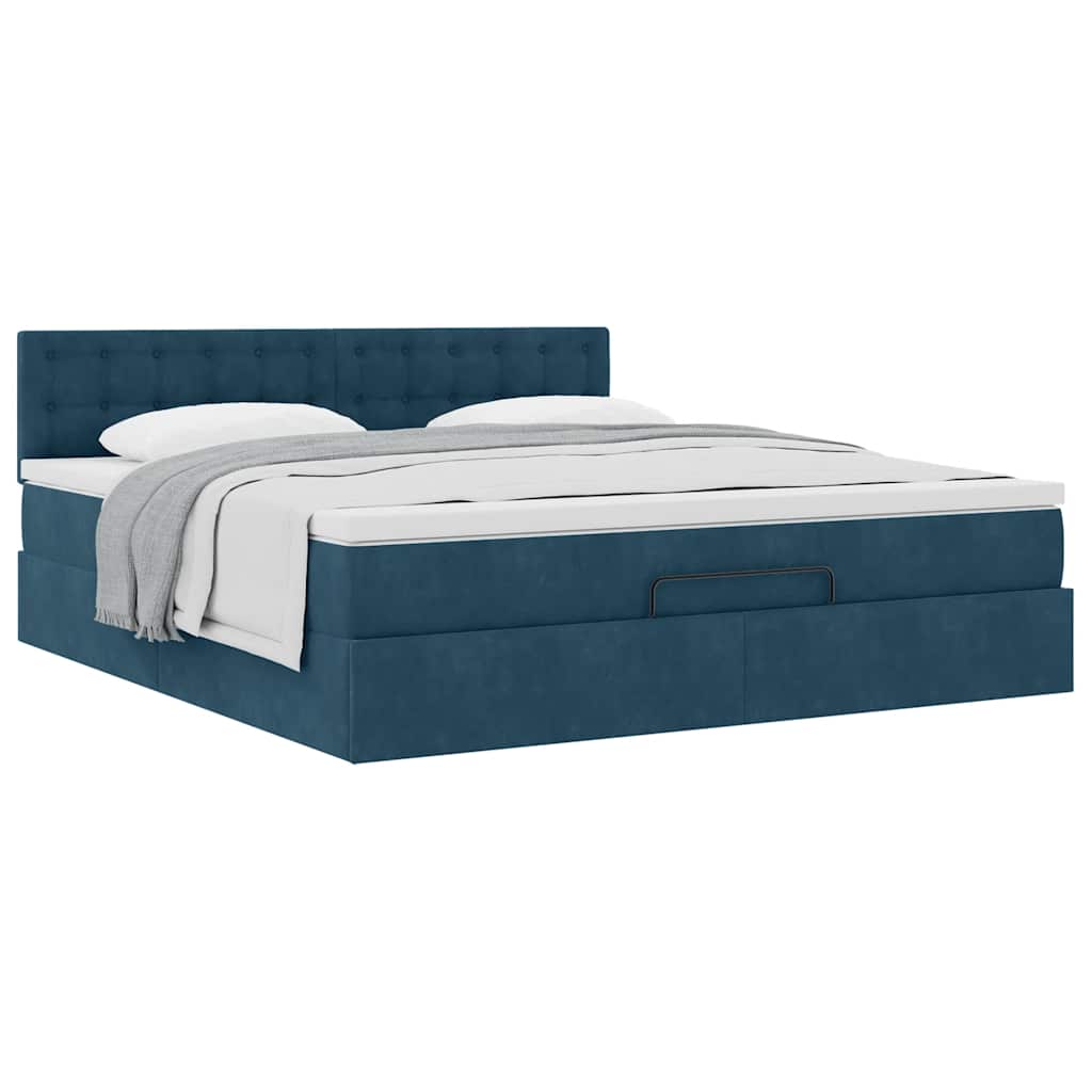 Ottoman bed met matras 180x200 cm fluweel donkerblauw is nu te koop bij PeponiXL, paradijselijk wonen!