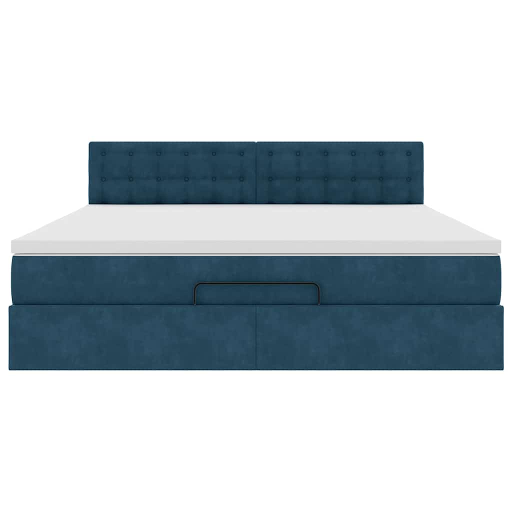 Ottoman bed met matras 180x200 cm fluweel donkerblauw is nu te koop bij PeponiXL, paradijselijk wonen!