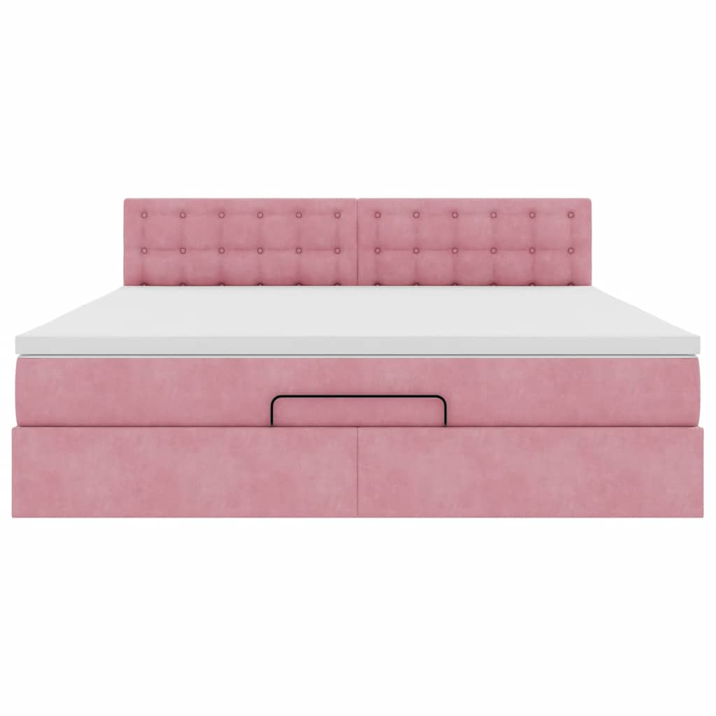 Ottoman bed met matras 180x200 cm fluweel roze is nu te koop bij PeponiXL, paradijselijk wonen!