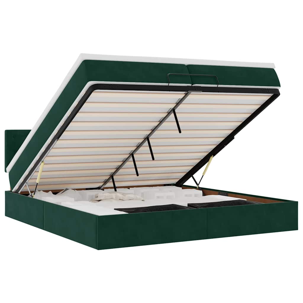 Ottoman bed met matras 200x200 cm fluweel donkergroen is nu te koop bij PeponiXL, paradijselijk wonen!
