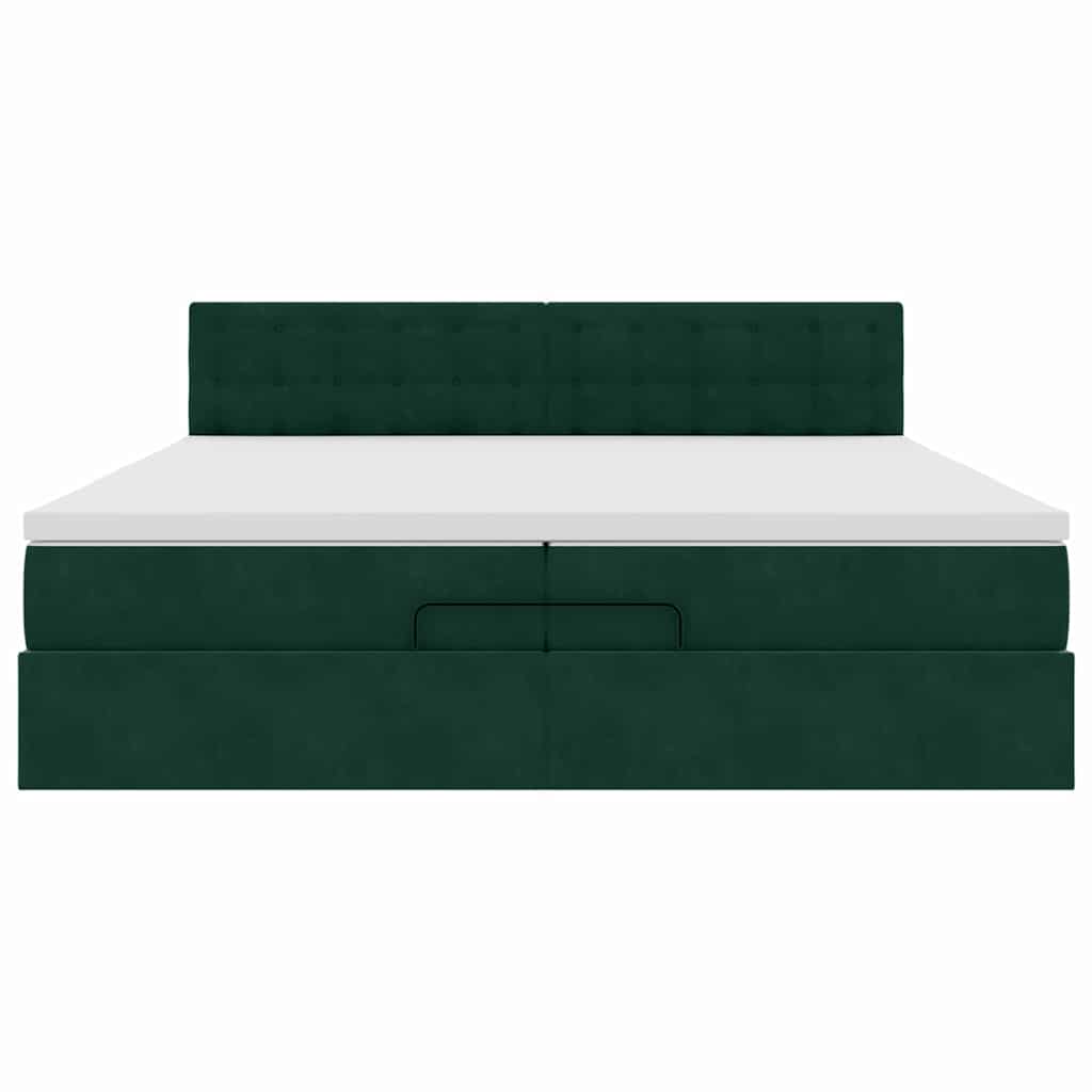 Ottoman bed met matras 200x200 cm fluweel donkergroen is nu te koop bij PeponiXL, paradijselijk wonen!