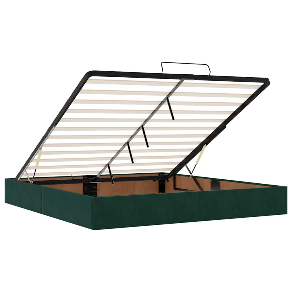 Ottoman bed met matras 200x200 cm fluweel donkergroen is nu te koop bij PeponiXL, paradijselijk wonen!