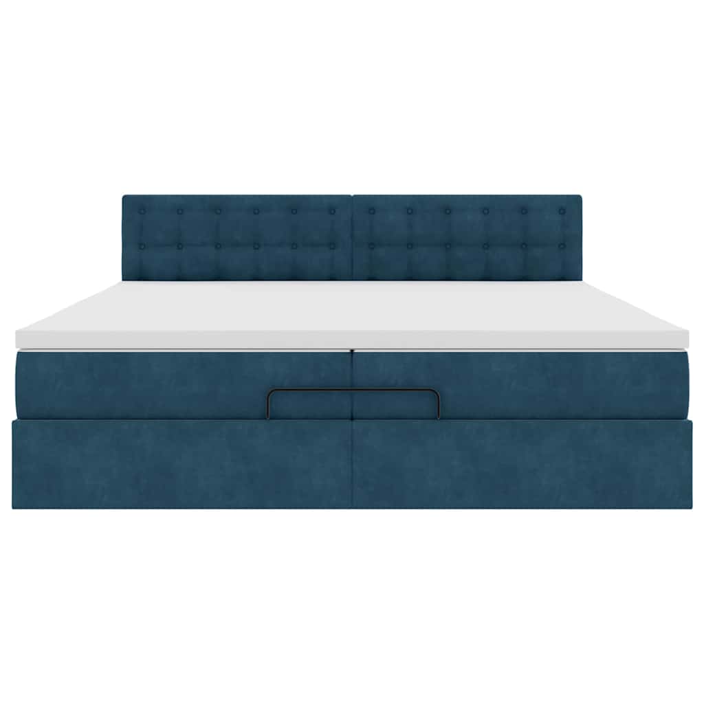 Ottoman bed met matras 200x200 cm fluweel donkerblauw is nu te koop bij PeponiXL, paradijselijk wonen!