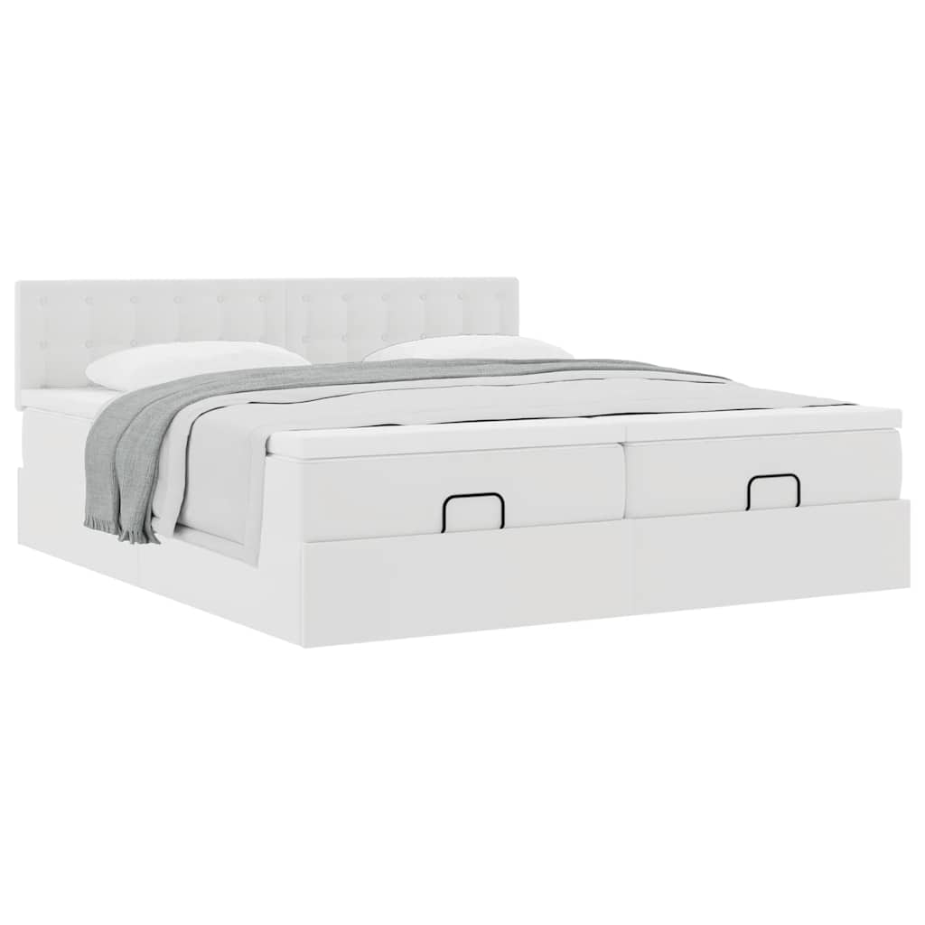 Ottoman bed met matrassen 160x200cm kunstleer wit