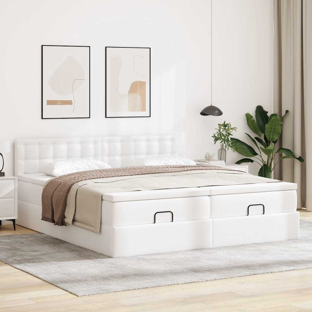 Ottoman bed met matrassen 180x200cm kunstleer wit is nu te koop bij PeponiXL, paradijselijk wonen!