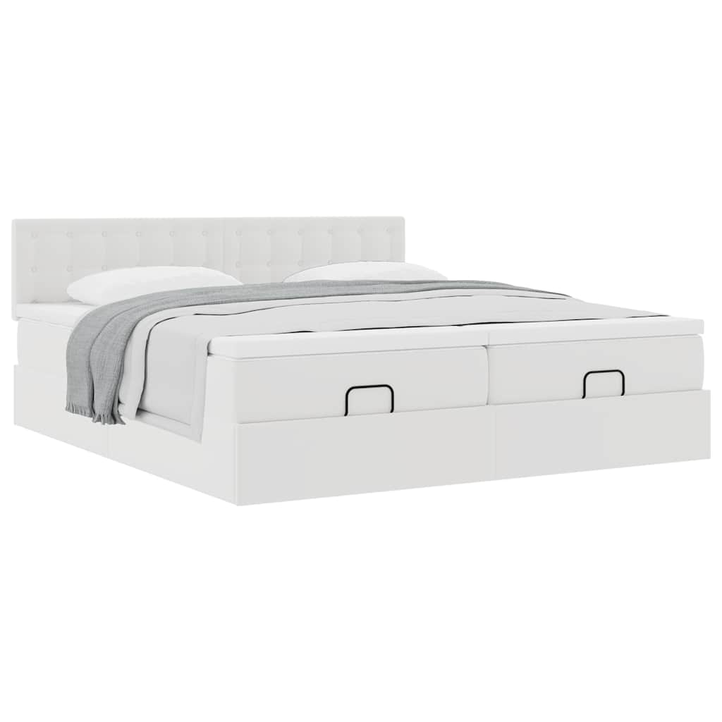 Ottoman bed met matrassen 180x200cm kunstleer wit is nu te koop bij PeponiXL, paradijselijk wonen!