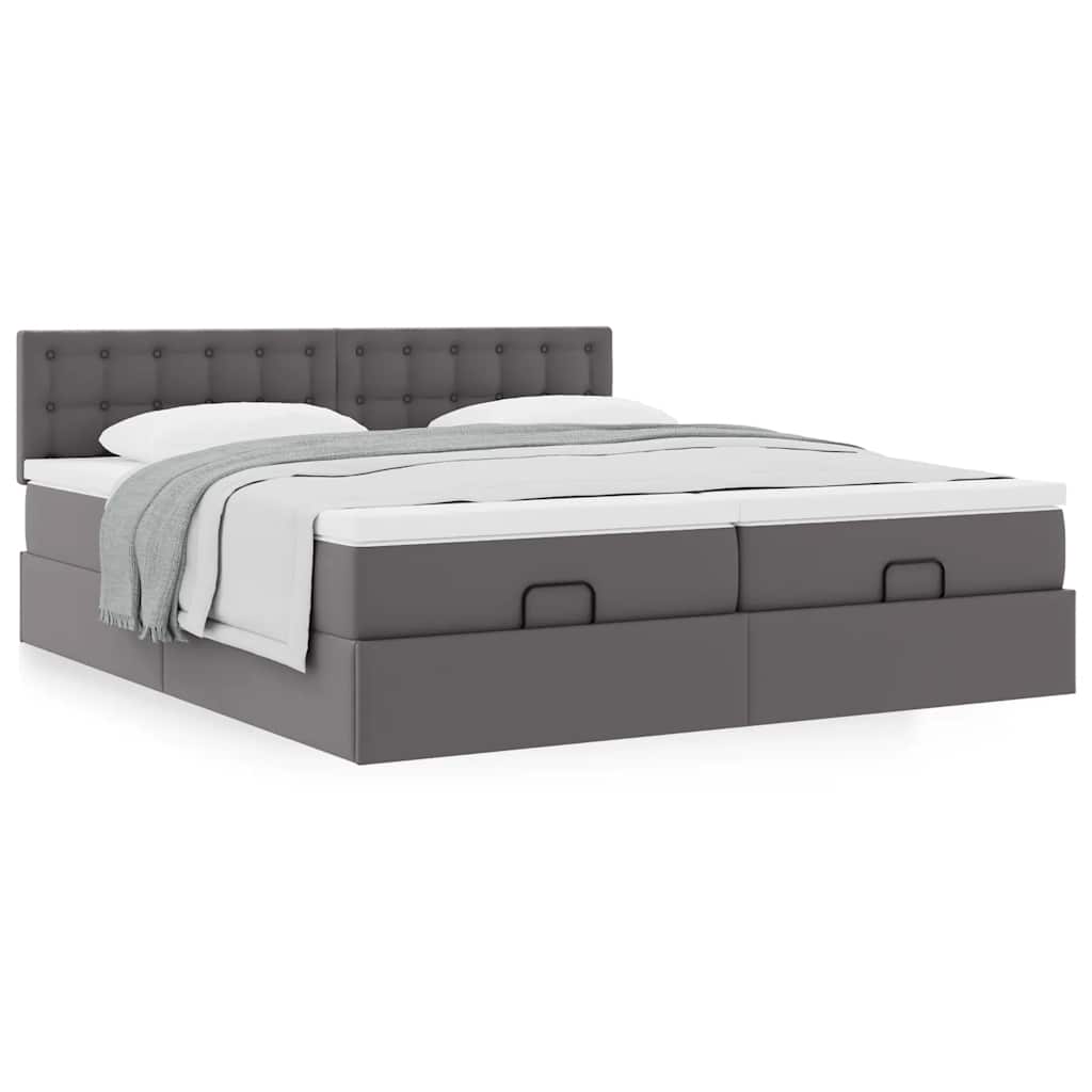 Ottoman bed met matrassen 180x200cm kunstleer grijs is nu te koop bij PeponiXL, paradijselijk wonen!