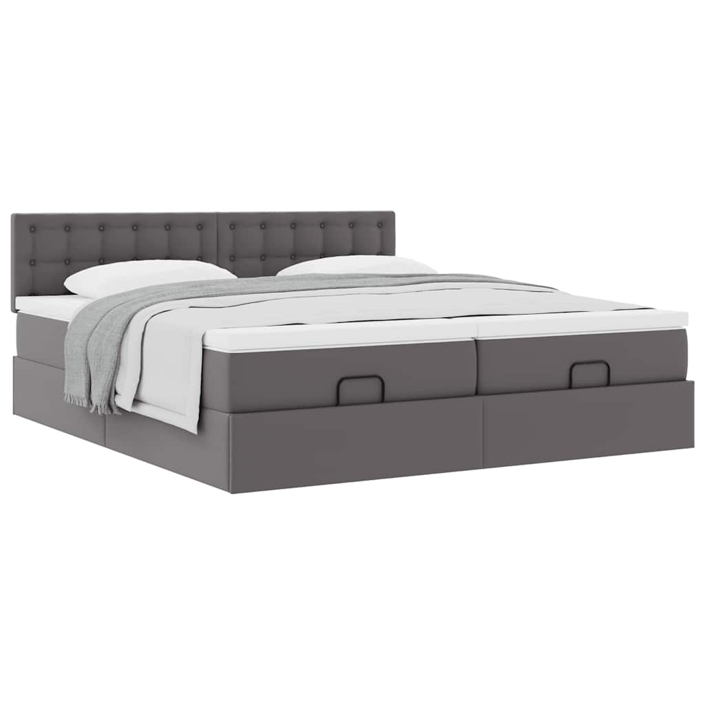 Ottoman bed met matrassen 180x200cm kunstleer grijs is nu te koop bij PeponiXL, paradijselijk wonen!