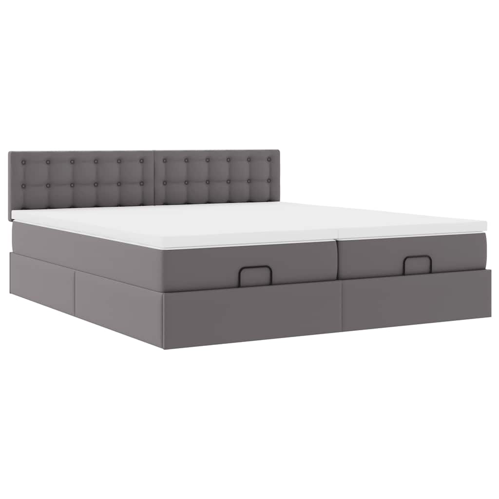 Ottoman bed met matrassen 180x200cm kunstleer grijs is nu te koop bij PeponiXL, paradijselijk wonen!