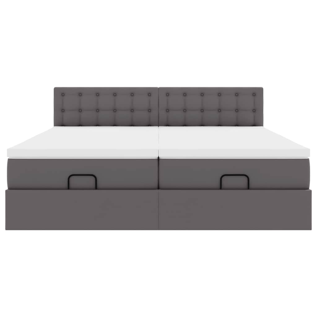 Ottoman bed met matrassen 180x200cm kunstleer grijs is nu te koop bij PeponiXL, paradijselijk wonen!