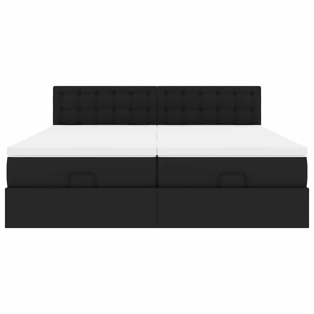 Ottoman bed met matrassen 200x200cm kunstleer zwart is nu te koop bij PeponiXL, paradijselijk wonen!