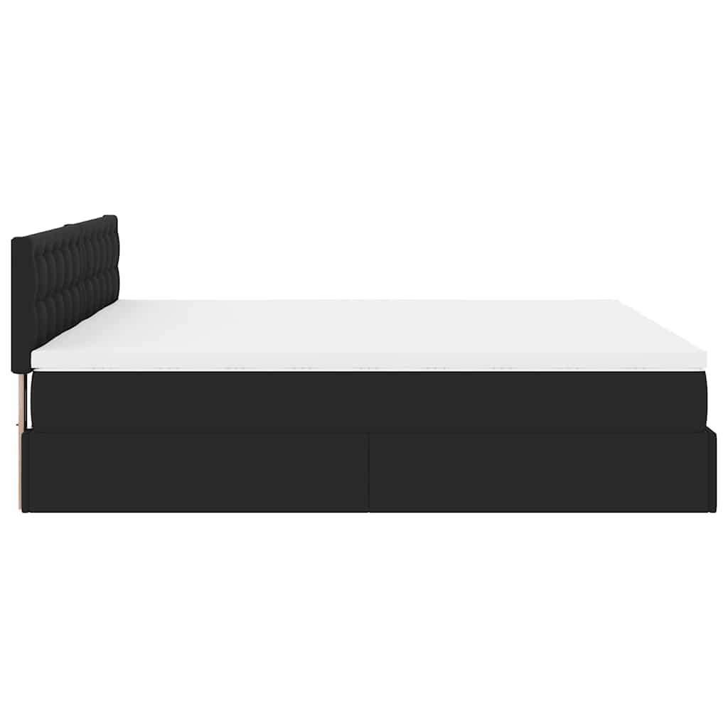 Ottoman bed met matrassen 200x200cm kunstleer zwart is nu te koop bij PeponiXL, paradijselijk wonen!