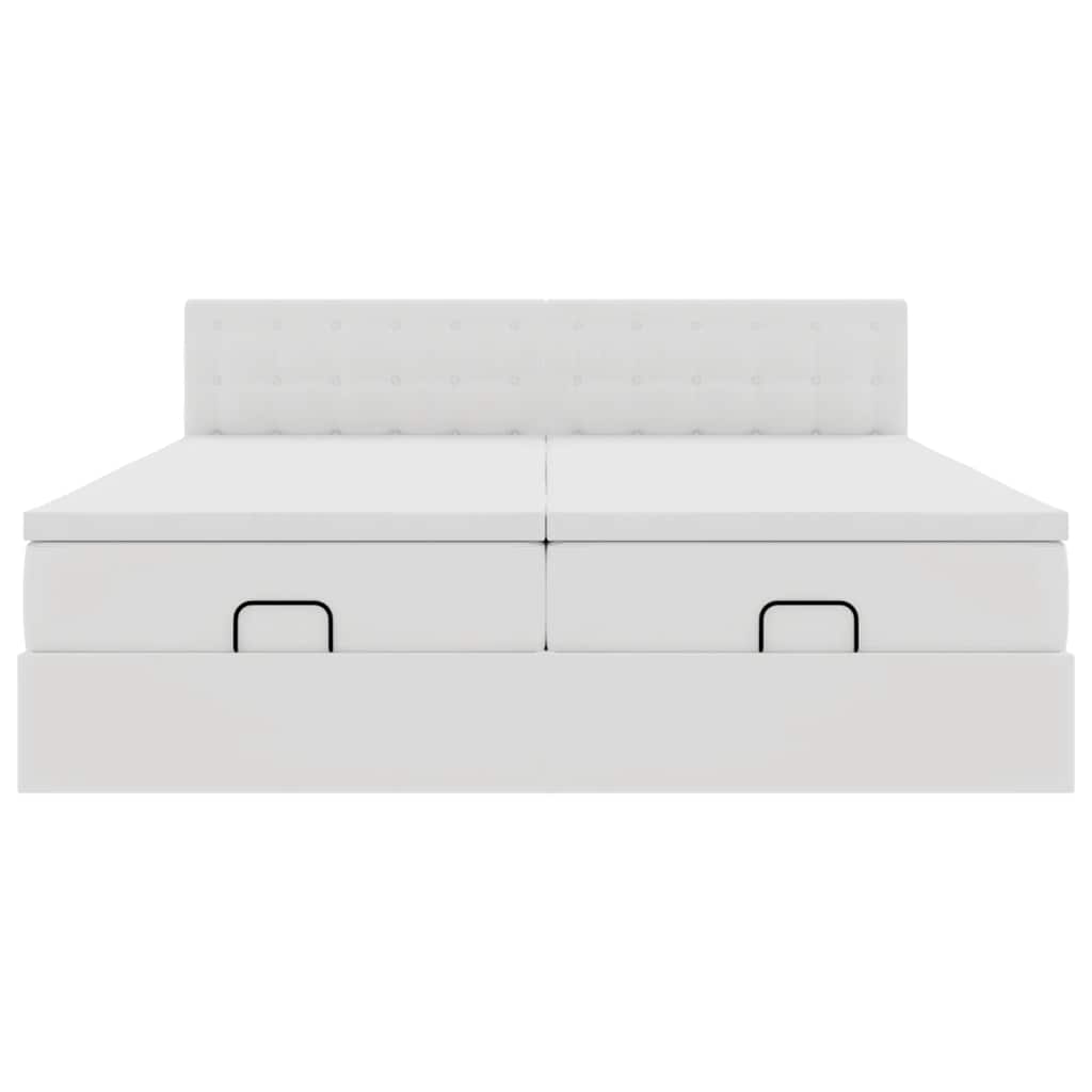 Ottoman bed met matrassen 200x200cm kunstleer wit is nu te koop bij PeponiXL, paradijselijk wonen!